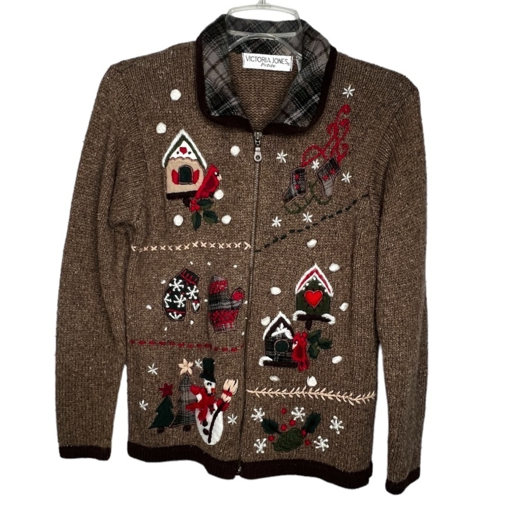 Vintage‎ Victoria Jones Petite Christmas Cardigan Sweater